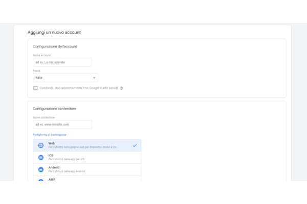 Agguingi nuovo account Italy Web Marketing