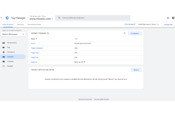 Variabili Google tag manager Italy WM