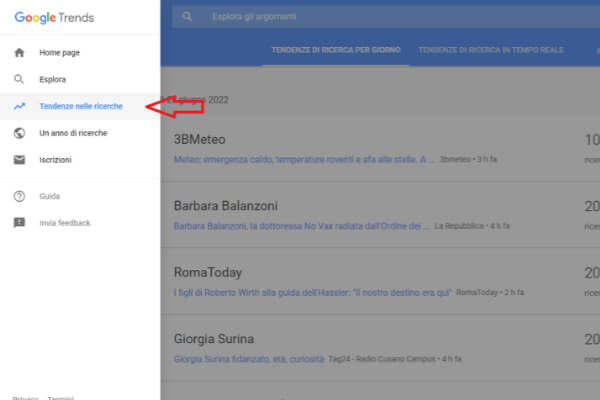 tendenze nelle ricerche Google trends Italy WM