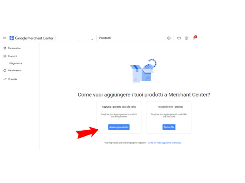 crea prodotto google shopping Italy WM