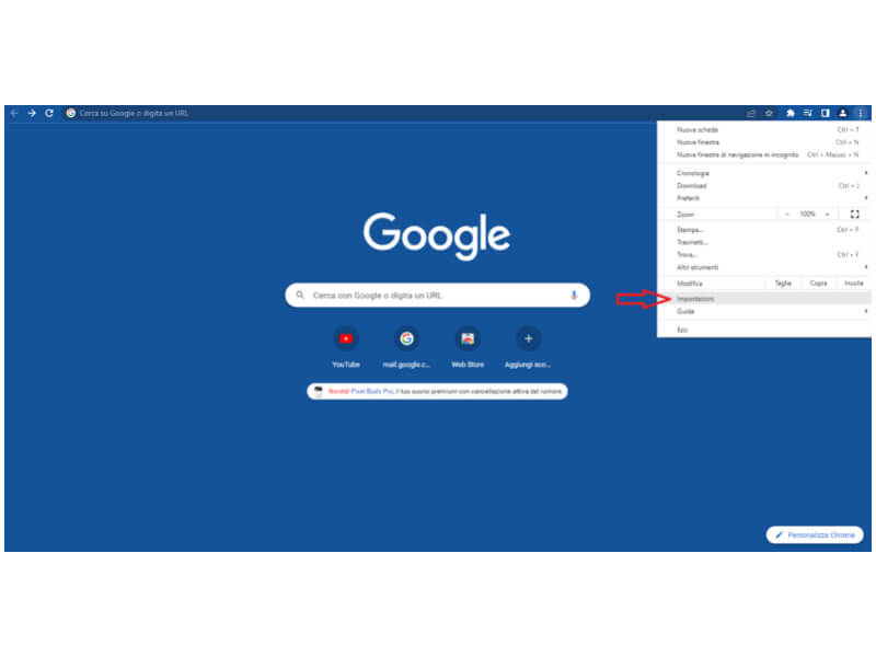 impostazioni Google Chrome Italy Web Marketing